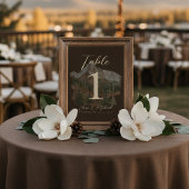 Rustic Watercolor Mountain Wedding Table Number Kaart