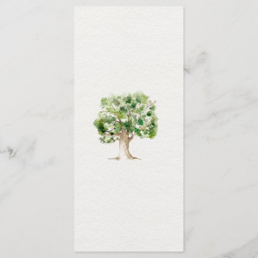 Rustic Watercolor Oak Tree | Menu (Achterkant)