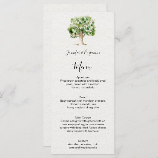 Rustic Watercolor Oak Tree | Menu (Voorkant / Achterkant)