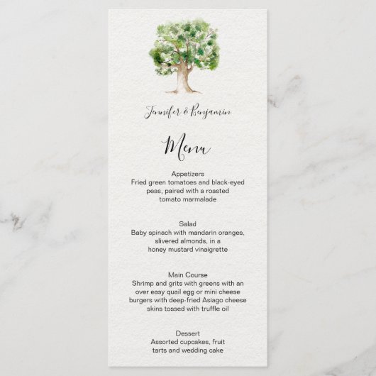 Rustic Watercolor Oak Tree | Menu (Voorkant)