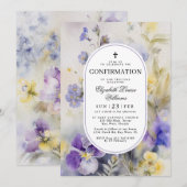 Rustic Watercolor Paars & Geel Bevestiging Kaart (Voorkant / Achterkant)