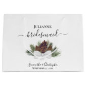 Rustic Watercolor Pinecones Wedding Bridesmaid Groot Cadeauzakje (Voorkant)