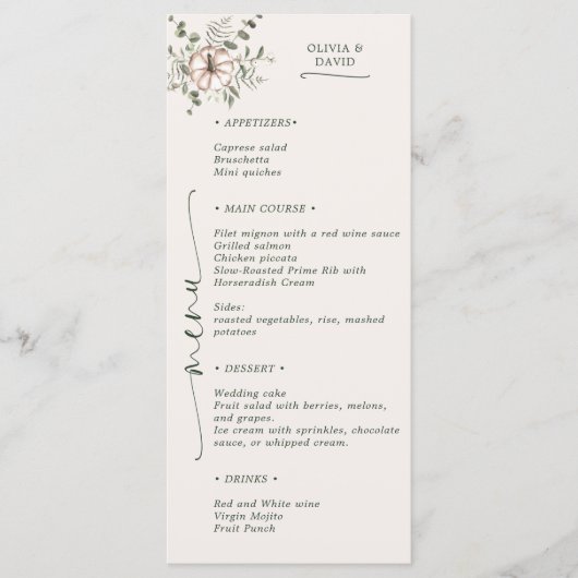 Rustic Watercolor Pompoen Eucalyptus Herfst Bruilo Menu (Voorkant)