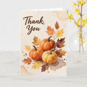 Rustic Watercolor Pompoen Herfst Bedankkaart Kaart (Gele Bloem)