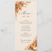 Rustic Watercolor Pompoen Herfst Bruiloftsmenukaar Menu (Voorkant)