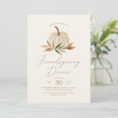 Rustic Watercolor Pompoen Vrienden Danken Dinner Kaart (Staand voorkant)