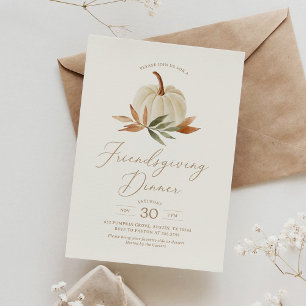Rustic Watercolor Pompoen Vrienden Danken Dinner Kaart