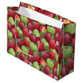 Rustic Watercolor Red and Green Apple pattern Groot Cadeauzakje (Voorkant Gekanteld)