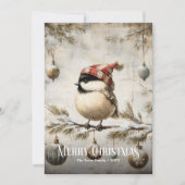 Rustic Watercolor Red White Christmas Robin Cards Feestdagenkaart (Voorkant)