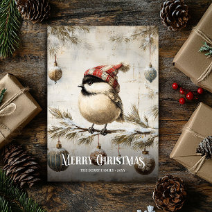 Rustic Watercolor Rood Witte Kerst Robin Kaarten