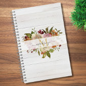 Rustic Watercolor Rose Bouquet Monogram Notitieboek