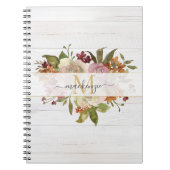 Rustic Watercolor Rose Bouquet Monogram Notitieboek (Voorkant)