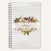 Rustic Watercolor Rose Bouquet Monogram Notitieboek (Voorkant)