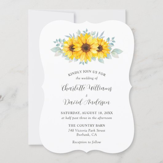 Rustic Watercolor Sunflower Greenery Wedding Kaart (Voorkant)