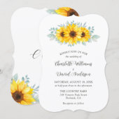 Rustic Watercolor Sunflower Greenery Wedding Kaart (Voorkant / Achterkant)