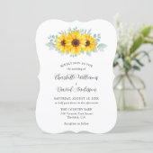 Rustic Watercolor Sunflower Greenery Wedding Kaart (Staand voorkant)
