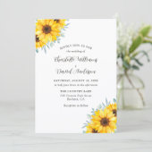 Rustic Watercolor Sunflower Greenery Wedding Kaart (Staand voorkant)