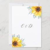 Rustic Watercolor Sunflower Greenery Wedding Kaart (Achterkant)