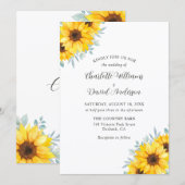 Rustic Watercolor Sunflower Greenery Wedding Kaart (Voorkant / Achterkant)