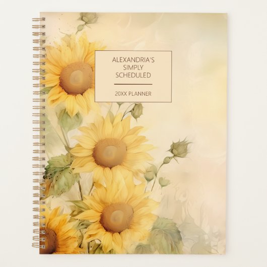Rustic Watercolor Sunflower Planner (Voorkant)