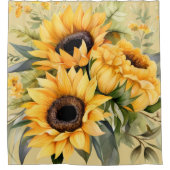 Rustic Watercolor Sunflowers Shower Curtain Douchegordijn (Voorkant)
