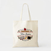 Rustic Watercolor Teacher Tote Bag, Custom Name Bag (Voorkant)