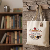 Rustic Watercolor Teacher Tote Bag, Custom Name Bag