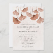 Rustic Watercolor Terracotta Ginkgo Bruiloft Kaart (Voorkant)