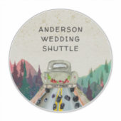 Rustic Watercolor Trouw Shuttle Label (Voorkant)
