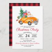 Rustic Watercolor Truck Christmas Party Invitation Kaart (Voorkant / Achterkant)