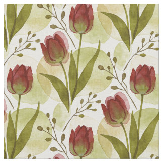 Rustic Watercolor Tulp Bloemmotief MH26 Stof