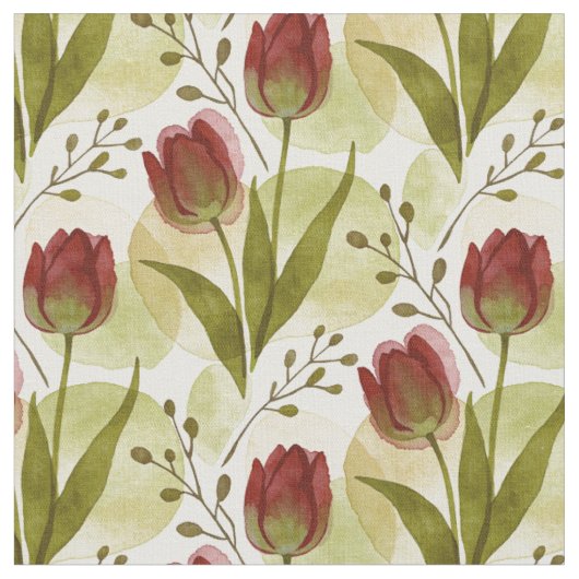 Rustic Watercolor Tulp Bloemmotief MH26 Stof (Close Up)