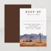 Rustic Watercolor Western Cowboy Ranch Wedding RSVP Kaartje (Voorkant / Achterkant)