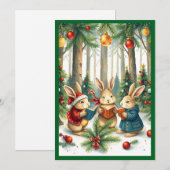 Rustic Watercolor Winter Dennenbomen Caroling Feestdagenkaart (Voorkant / Achterkant)