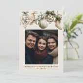 Rustic Watercolor Wood Snowflake Christmas Photo Feestdagenkaart (Staand voorkant)