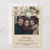 Rustic Watercolor Wooden Snowflake Christmas Photo Feestdagenkaart (Voorkant)