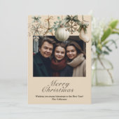 Rustic Watercolor Wooden Snowflake Christmas Photo Feestdagenkaart (Staand voorkant)