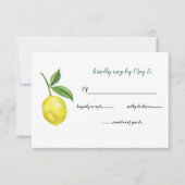 Rustic WatercolorCitrus Lemon Wedding RSVP Kaartje (Voorkant)