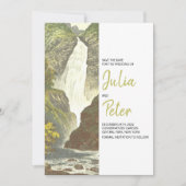 Rustic Waterfall Scenery Save the Date Wedding Kaart (Voorkant)