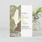 Rustic Waterfall Scenery Save the Date Wedding Kaart (Staand voorkant)