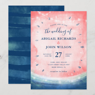 Rustic Watermeloen marineroze bruinzombruiloft Kaart