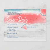 Rustic Watermelon Photo Save the Date Invitations Aankondigingskaart (Achterkant)