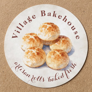 Rustic Waterverf Ambachtelijke Broodjes Bakkerij L Ronde Sticker