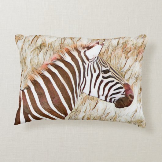Rustic Waterverf Animal Zebra Accent Kussen (Achterkant)