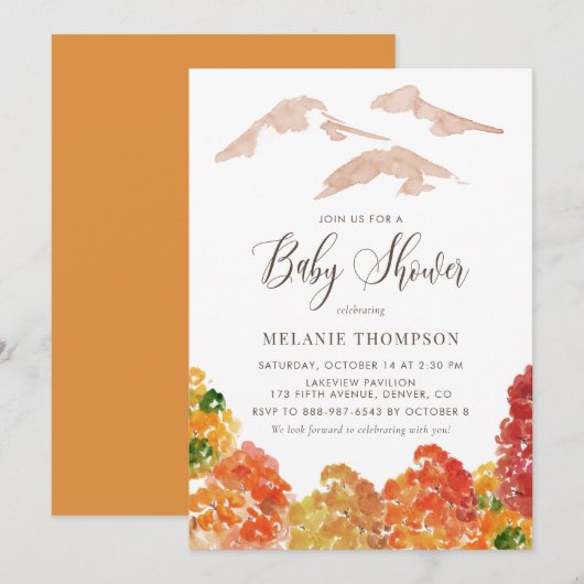 Rustic Waterverf Autumn Forest Herfst Baby shower Kaart (Voorkant / Achterkant)