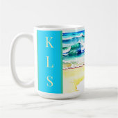 Rustic Waterverf Beach Seashell Monogram Koffiemok (Links)