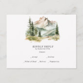 Rustic Waterverf Berg Bruiloft RSVP Informatiekaartje (Voorkant)