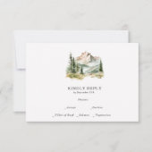 Rustic Waterverf Berg Bruiloft RSVP Kaartje (Voorkant)