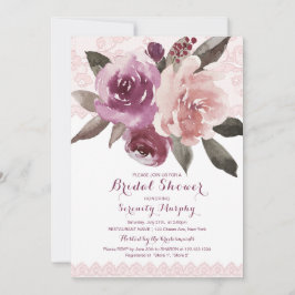 Rustic waterverf bloemenslinger bruidsdouche kaart