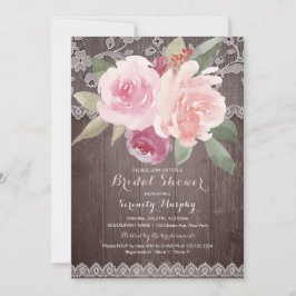 Rustic waterverf bloemenslinger bruidsdouche kaart